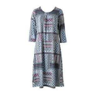 [갤러리아] 와코루 뛰어난 신축성 부드러운 폴리스판 기하학나염 원피스잠옷(이지웨어) WGN375W