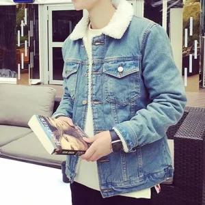 [라일리여성의류] Rly 남성 양털 안감 데님 아우터 점퍼 청 자켓 연청