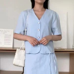 빅사이즈 307 러브버튼린넨반팔자켓 DMOP699