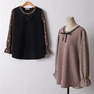 빅사이즈 112 꽃소매리본블라우스 DOLF839