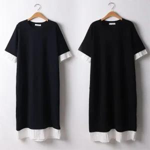 나야홍 BE 미니플리츠롱원피스 D320H104 여성 큰옷