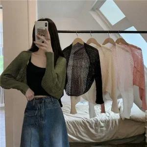 [라일리여성의류] Rly 가벼운 니트볼레로 봄볼레로가디건 카디건 소재