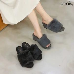 [아나이스]윈터 웨지 뮬슬리퍼 7cm_25F254 [무료배송]