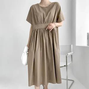 빅사이즈 508 허리주름린넨반팔원피스 DGLV139