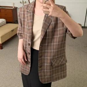 빅사이즈 507 멜로디루즈린넨체크자켓 DMOV003