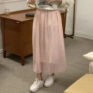 빅사이즈 402 하트쉬폰밴딩롱스커트 DMOQ648