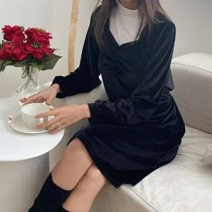 빅사이즈 312 넥셔링밸벳스판원피스 DYPO815