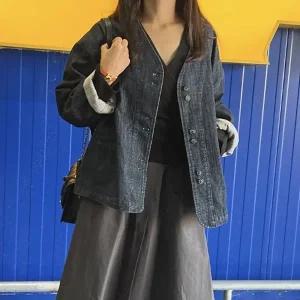 빅사이즈 310 브이더블버튼데님자켓 DTOO649