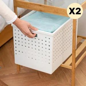 창신리빙 프랑코 큐브 바스켓 팬트리 4호 화이트 2P