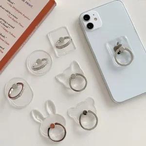 투명 큐빅 스마트링 거치대 브라켓 홀더 스마트홀더 링홀더 핸드링 그립링 톡홀더 폰톡