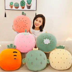 키밍 과일 쿠션 무릎담요 사무실 차박 캠핑 인테리어 쿠션담요 사무실담요 차박담요 캠핑담요