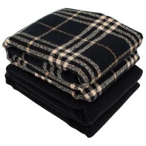 더해피 무릎담요 체크 블랙 캠핑 고급 국산 러그 무릎담요소형 블랭킷담요 사무실담요 파우치포함