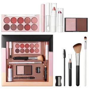 여성 & 청소년을 위한 메이크업 세트, 아이섀도 립스틱 마스카라 로우 젤 컨실러 아이라이너 펜슬 하이라이트 샤프너 브러시, 풀 기프트 키트(01#메이크업 세트)