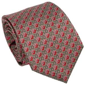 [구찌] 672565 베이지 GG도트플라워 패턴 슬림 실크 넥타이