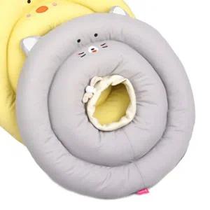 [골드스마일]고양이 쿠션 넥카라 그레이 L 강아지 깔대기 핥음방지