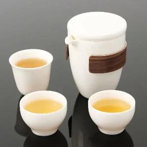 [골드스마일]3인 다기 세트 휴대용 백자 여행용 찻잔