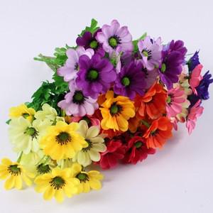 귀여운 실크 데이지 인조 꽃 부케, 14 머리, DIY 웨딩 홈 룸 테이블 장식