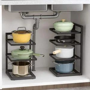 [골드스마일]후라이팬 정리대 주방 정리용품 싱크대 하부선반 3단 4단