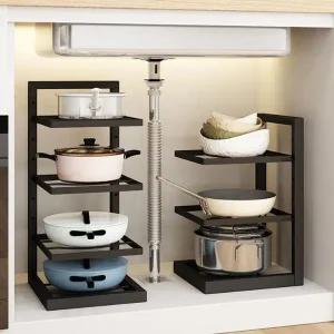 [골드스마일]접시정리선반 하부장정리 주방용3단정리대 하부장수납선반 수납