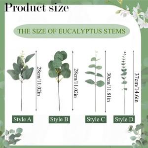 10/20개 인조 유칼립투스 잎 줄기 대량 식물 DIY 홈 데코 꽃 웨딩 부케 장식용
