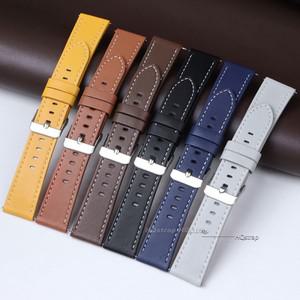 갤럭시 손목 밴드에 대한 소가죽   시계 스트랩  블랙 블루 그레이 브라운 여성 남성 20mm 팔찌 벨트