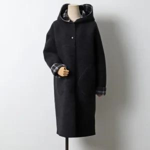 빅사이즈 511 체크배색후드울코트 DBGJ547