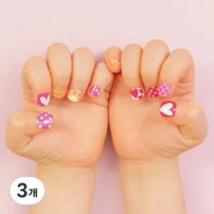 봉봉프랜즈 네일프랜즈봉봉 3~7세 키즈용 붙이는 매니큐어, 리본하트, 3개