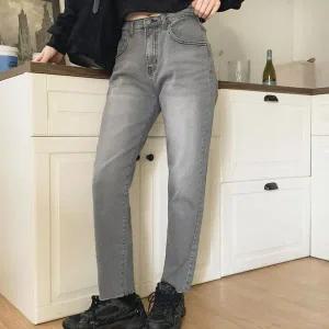 [하프클럽/]여자 워싱 블랙진 베이직 타이트 슬림 데님