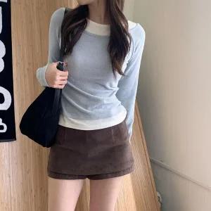 [하프클럽/]여자 키치무드 앙고라 레이어드 보트넥 긴팔 티셔츠