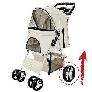 뽀또펫 경량 강아지 개모차 일체형 폴딩 펫 유모차, 라이트그레이, 1개