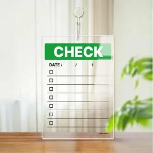 아크릴 걸이형 메모보드 CHECK4 알림 안내판 21x30cm 투명판 WFKYA8Y