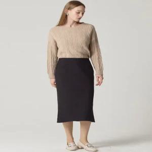 [데코][데코(DECO)] 배색 디테일 슬림핏 울스커트 (택가격 399000원)