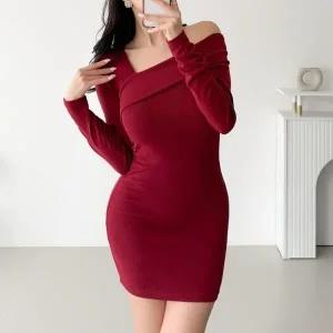 [다잇템] 여자 골지 언발 무지컬러 쁘띠 넥라인 원피스_23776245_588872