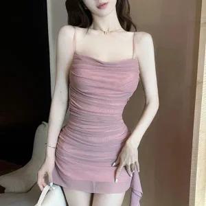 [다잇템] 여성 모임룩 언발 잔주름 슬리브리스 드레이프 쁘띠 원피스_23776242_588872