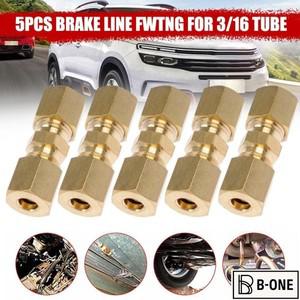 1개 브레이크 라인 커넥터 호스 피팅 3/16인치 외경 황동 압축 직선 유니온 역관 파이프라인 부품