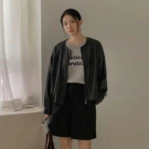 [하프클럽/]레더 투웨이 집업 블루종 자켓