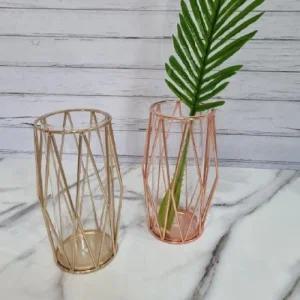 프레임 북유럽 골드 와이어 화병 철재 감성 인테리어 유리 꽃병 라지