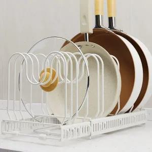 주방용 길이조절 후라이팬 수납 정리랙