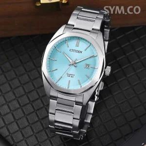 BI5110-54M 클래식 정장 라운드 쿼츠 터콰이즈 블루 남자 메탈 시계 c