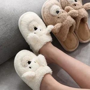 [오노마] ONM 남여공용 겨울 실내 슬리퍼 양털 곰돌이 실내화  41568325)