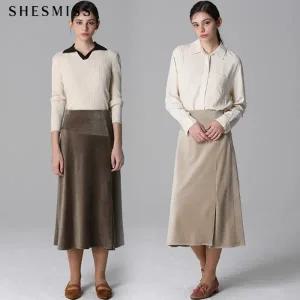 [쉬즈미스] 사이드 슬릿 플레어 미드 스커트