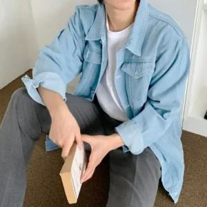 연청 재킷 블랙 캐주얼 데님 청자켓 트러커 생지 (WFFUNNE)