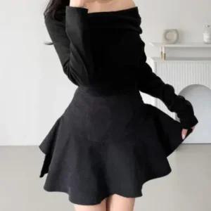 여성 러블리 A라인 플레어 미니 스커트 바지 내장