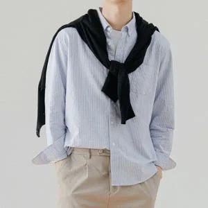 스트라이프 긴팔 데일리룩 남자 가을 카라 셔츠 봄 남 (WFFUNRB)