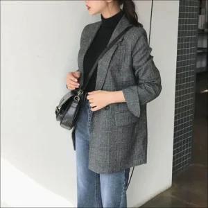 [라일리여성의류] Rly 여성 체크자켓 가을 겨울 마이 정장 체크자켓 오