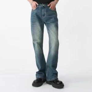 남자 부츠컷 캣워싱 플레어 슬림 루즈핏 코튼 청바지