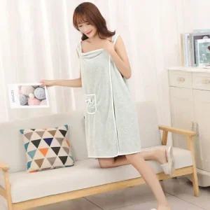 부드러운 샤워가운 포켓형 민트 극세사 샤워가운 원피스