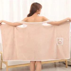 4색 1개 팔끼우는 입는 샤워 가운 타올 수건 원피스 샤워가운 극세사샤워가운