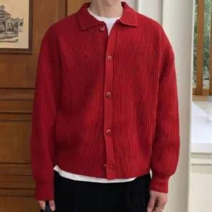 [다잇템] 남성 빅사이즈 베이직 스웨터 세로골지 가디건