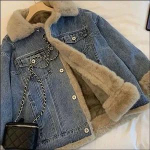 [라일리여성의류] Rly 여성 겨울 퍼안감 카라 손목 데님점퍼 따뜻한 청